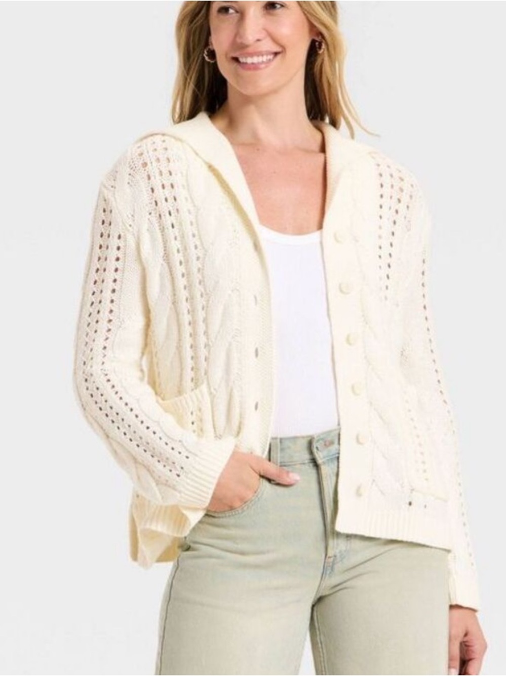 Cream Cable Cardigan - Universal Thread Cream- NWT